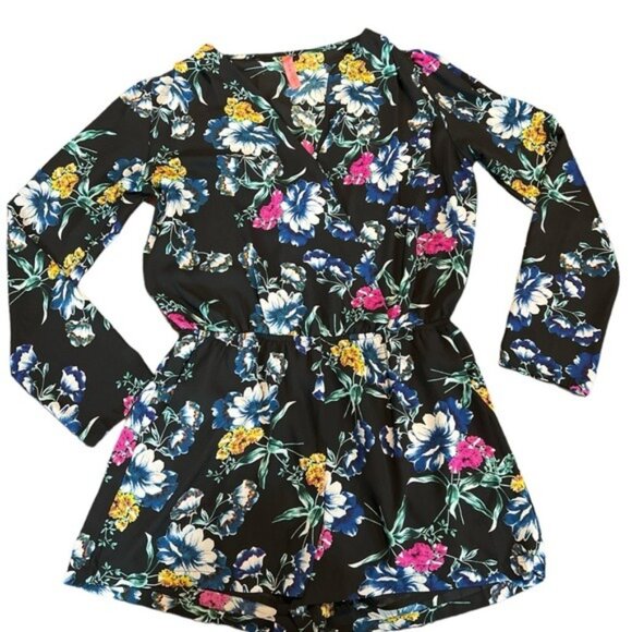 Eight Sixty Floral Long Sleeve Romper Large Womens Cottage Core Boho - Picture 1 of 9
